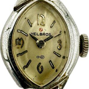 Vintage Helbros Deco w 2 Diamonds 17 Jewel Ladies Mechanical Wristwatch M-110